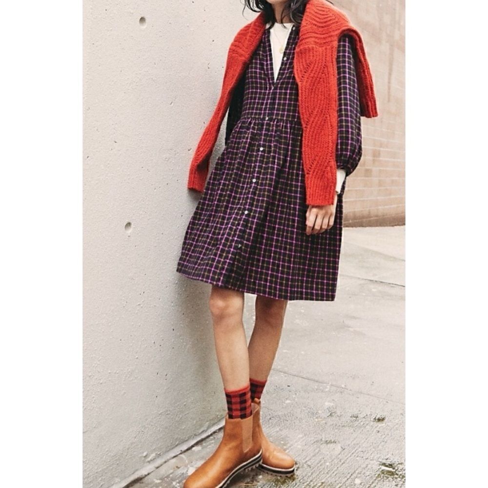 MadewellβPlaidβFlannelβRaglan
Button-FrontβShirtdressβSizeβ12/βNWOT